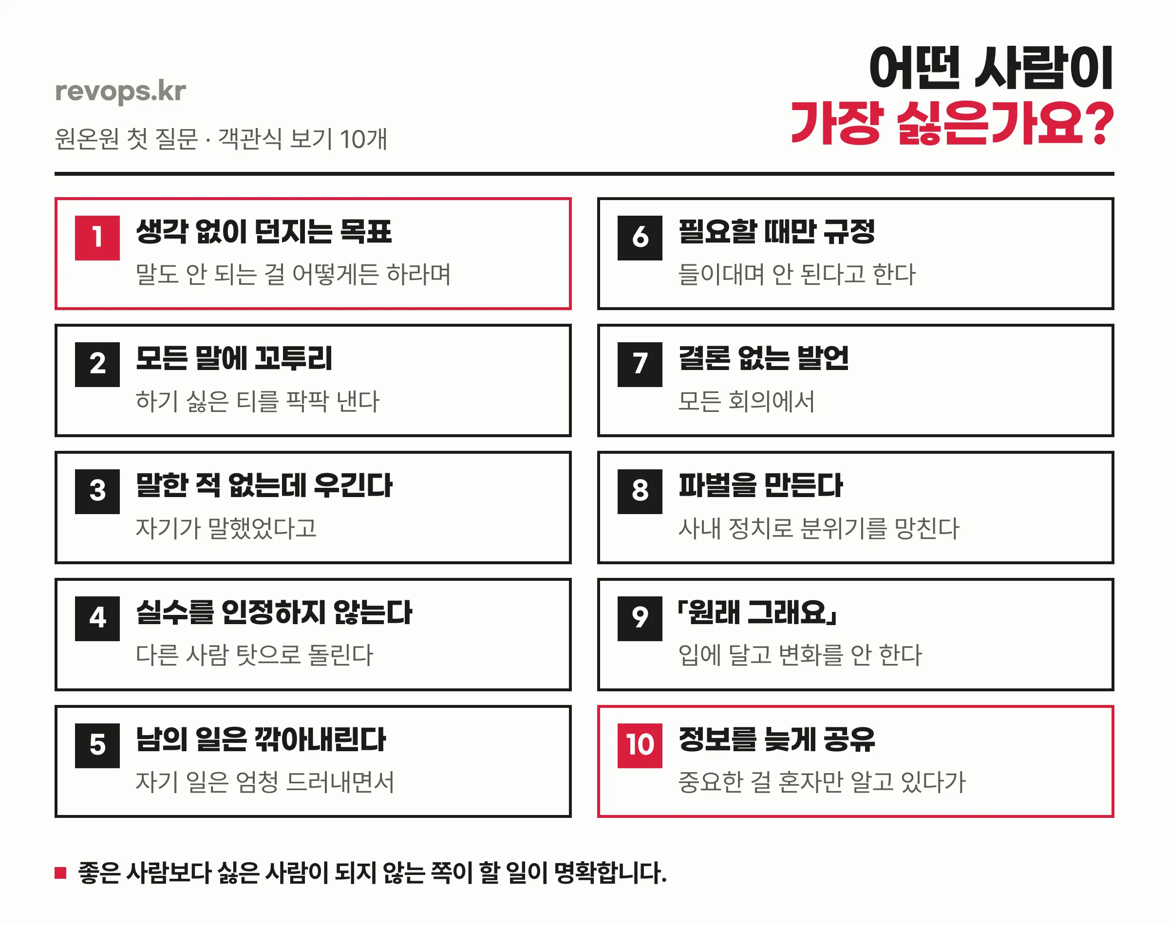 원온원 첫 질문과 객관식 보기 10개