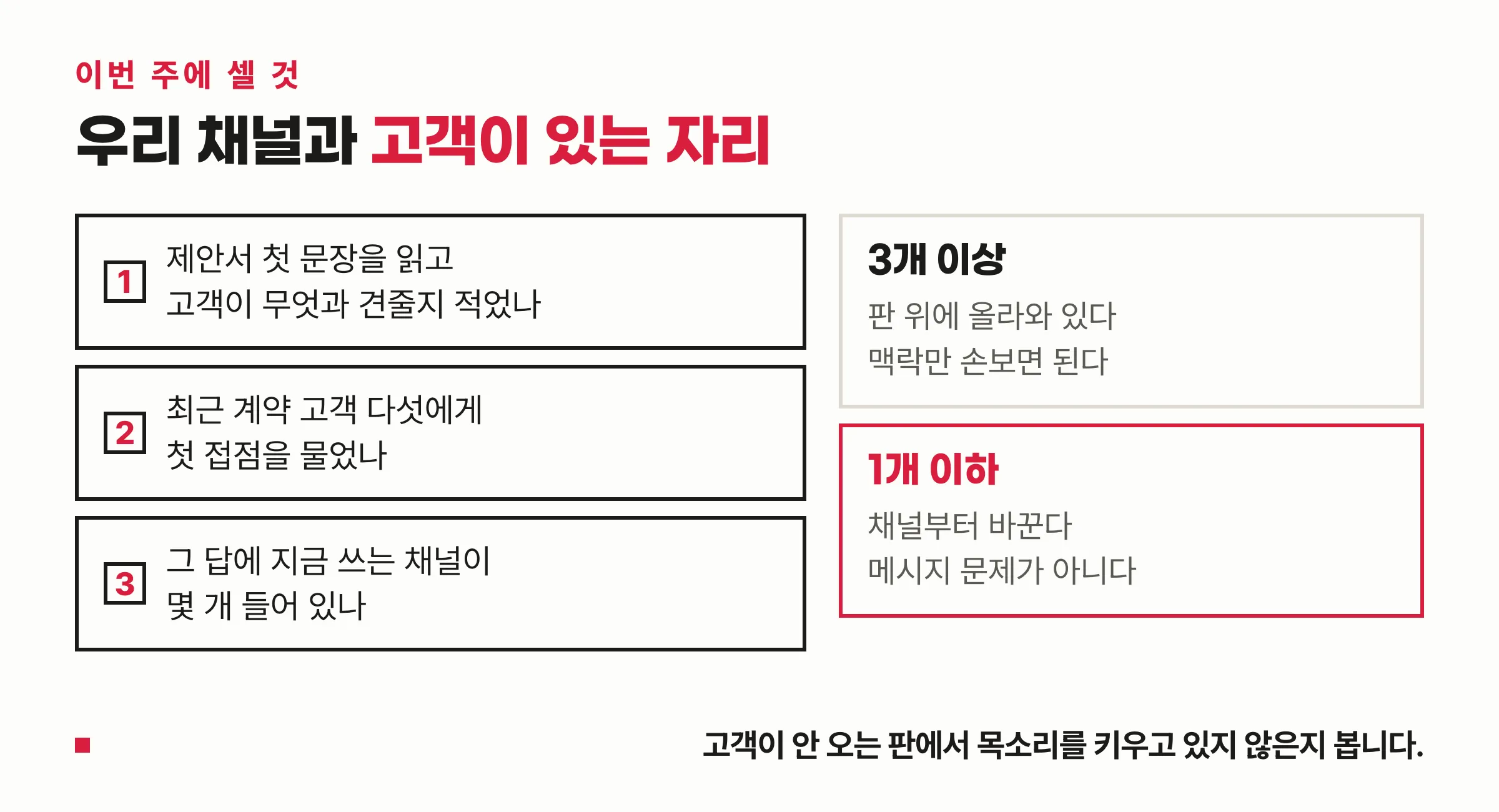 우리가 쓰는 채널과 고객이 있는 자리